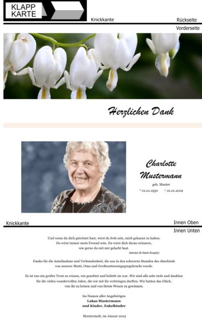 Beliebte Motive und Favoriten. Trauer Danksagung Karten bei Sterbefall, Todesfall, Beerdigung und Trauerfall