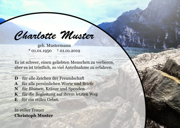Danksagungen Trauer,