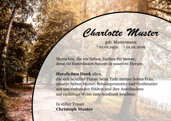 Danksagungen Trauer,