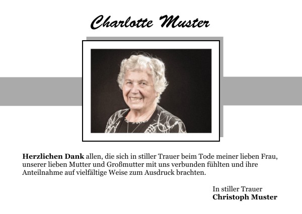 Danksagungen Trauer,