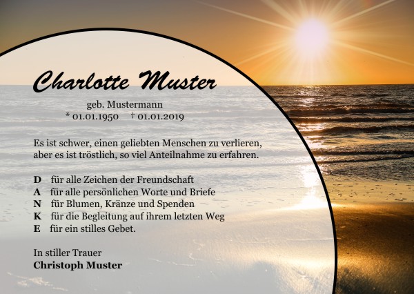 Danksagungen Trauer,