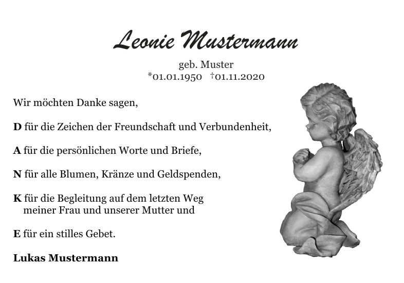  Danksagungskarten Trauer