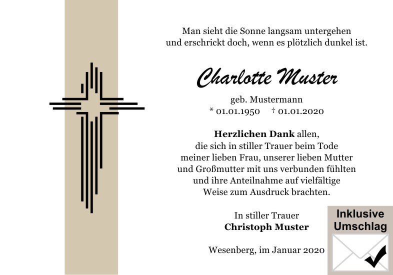  Danksagungskarten Trauer