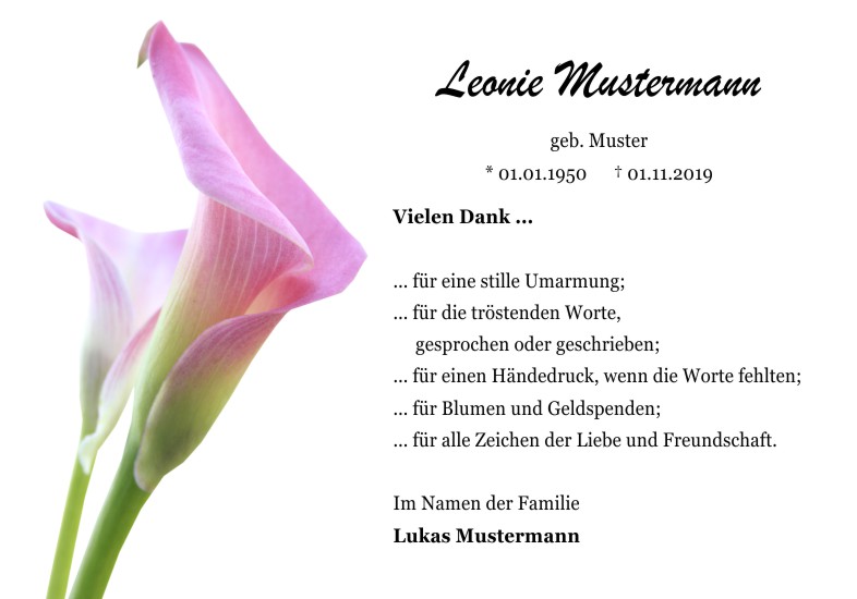  Danksagungskarten Trauer