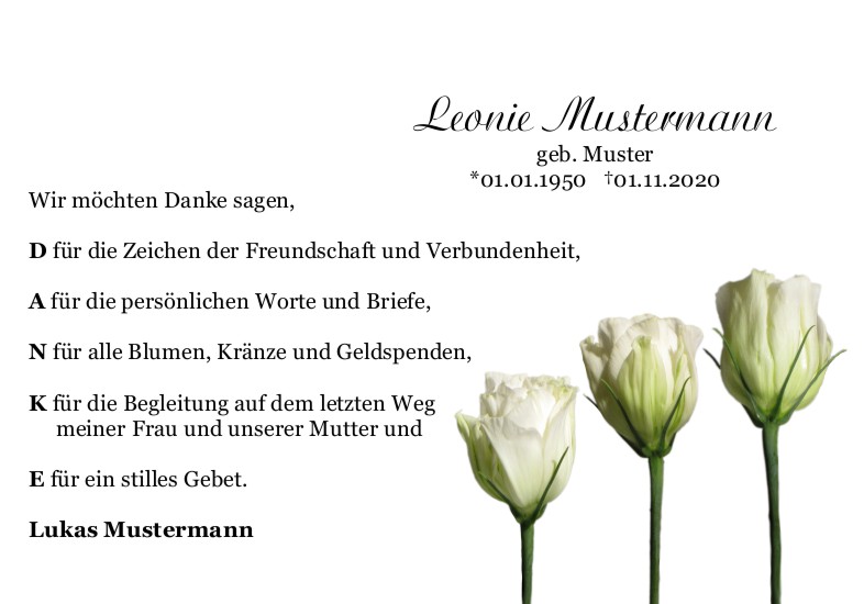  Danksagungskarten Trauer