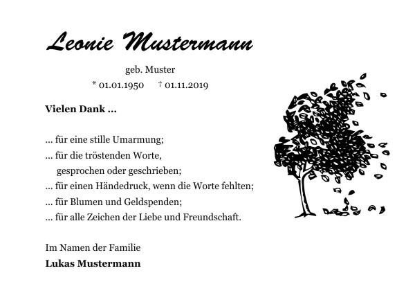  Danksagungskarten Trauer