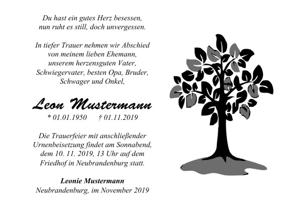  Danksagungskarten Trauer