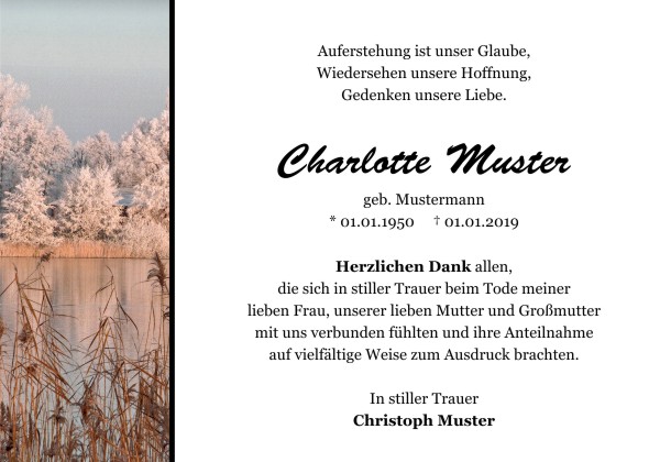  Danksagungskarten Trauer