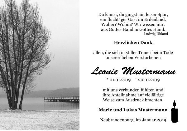  Danksagungskarten Trauer