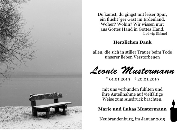  Danksagungskarten Trauer