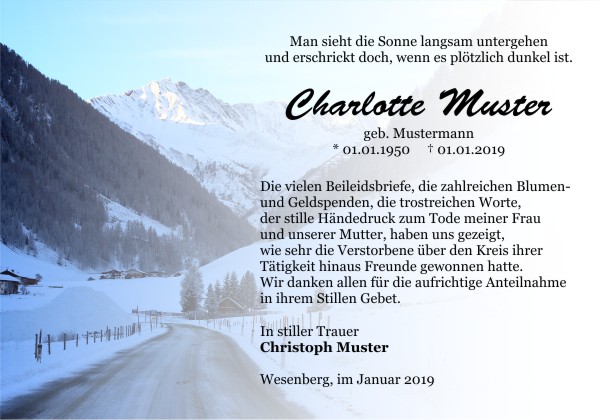  Danksagungskarten Trauer