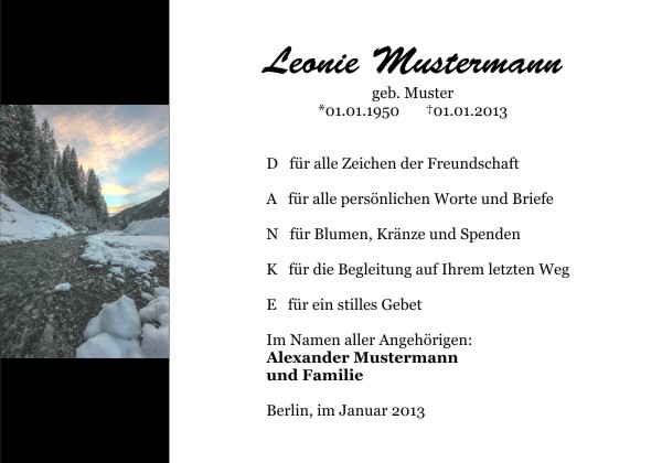  Danksagungskarten Trauer