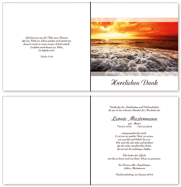  Danksagungskarten Trauer