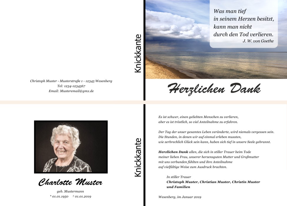 Danksagungskarten Trauer Danksagungskarten Trauer