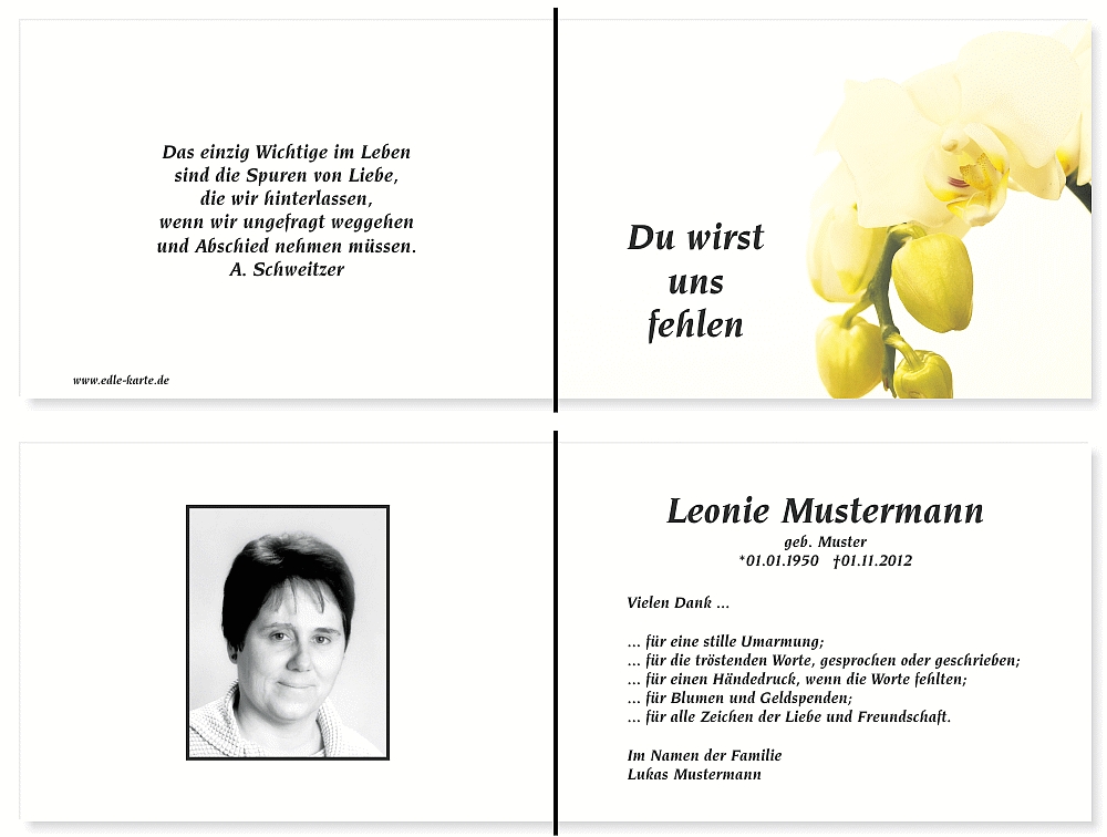 Danksagungskarten Trauer Danksagungskarten Trauer