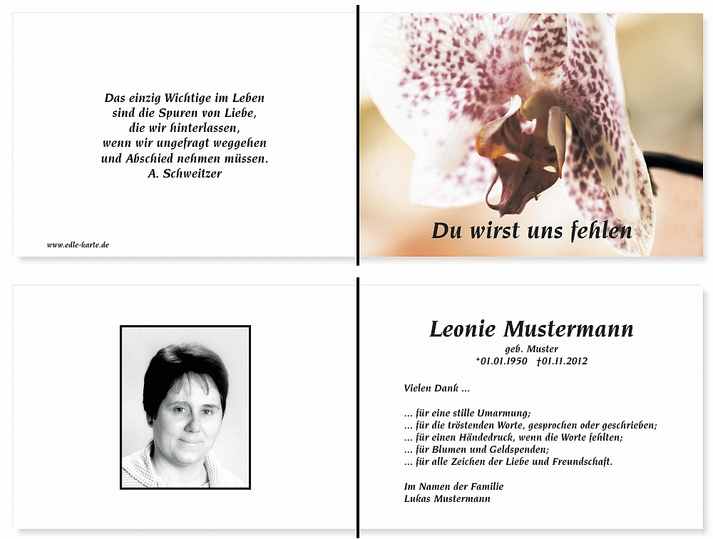 Danksagungskarten Trauer Danksagungskarten Trauer