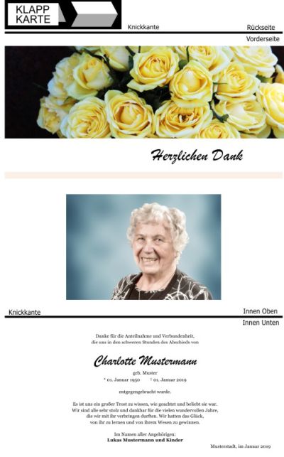 Rosa Rosen, Trauerrosen, Trauerblumen, Trauerblüten. Trauer Danksagung Karten bei Sterbefall, Todesfall, Beerdigung und Trauerfall