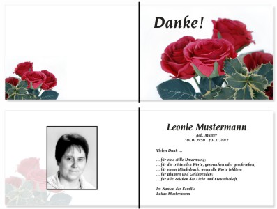 Rote Rosen. Pers&ouml;nliche Trauerdankeskarten nach Trauerfall, Beerdigung und Todesfall