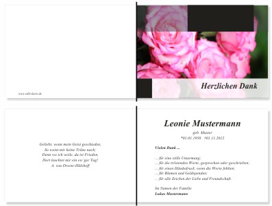 Rote Rosen. Pers&ouml;nliche Trauerdankeskarten nach Trauerfall, Beerdigung und Todesfall