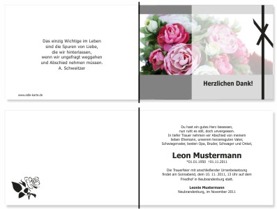 Rote Rosen. Pers&ouml;nliche Trauerdankeskarten nach Trauerfall, Beerdigung und Todesfall