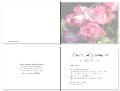 Rote Rosen. Pers&ouml;nliche Trauerdankeskarten nach Trauerfall, Beerdigung und Todesfall