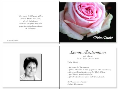 Rote Rosen. Pers&ouml;nliche Trauerdankeskarten nach Trauerfall, Beerdigung und Todesfall